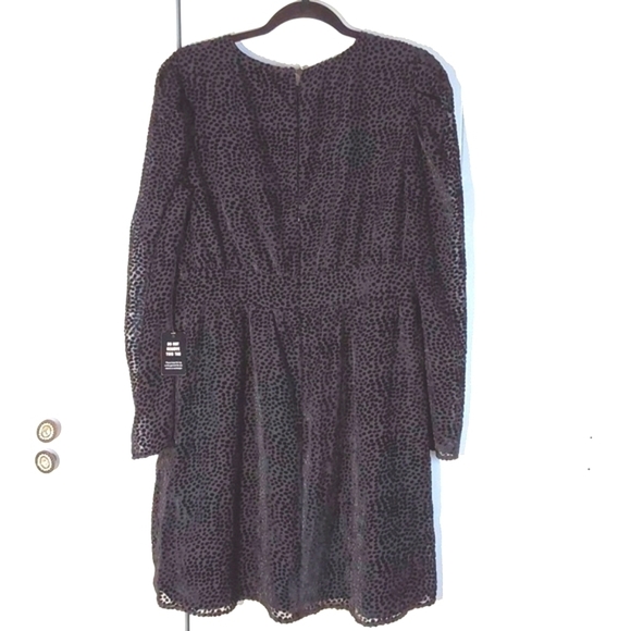Express- Black Swiss Dot texture Semi Sheer Dress Mod edgy Whimsical Sz.L - Picture 8 of 13